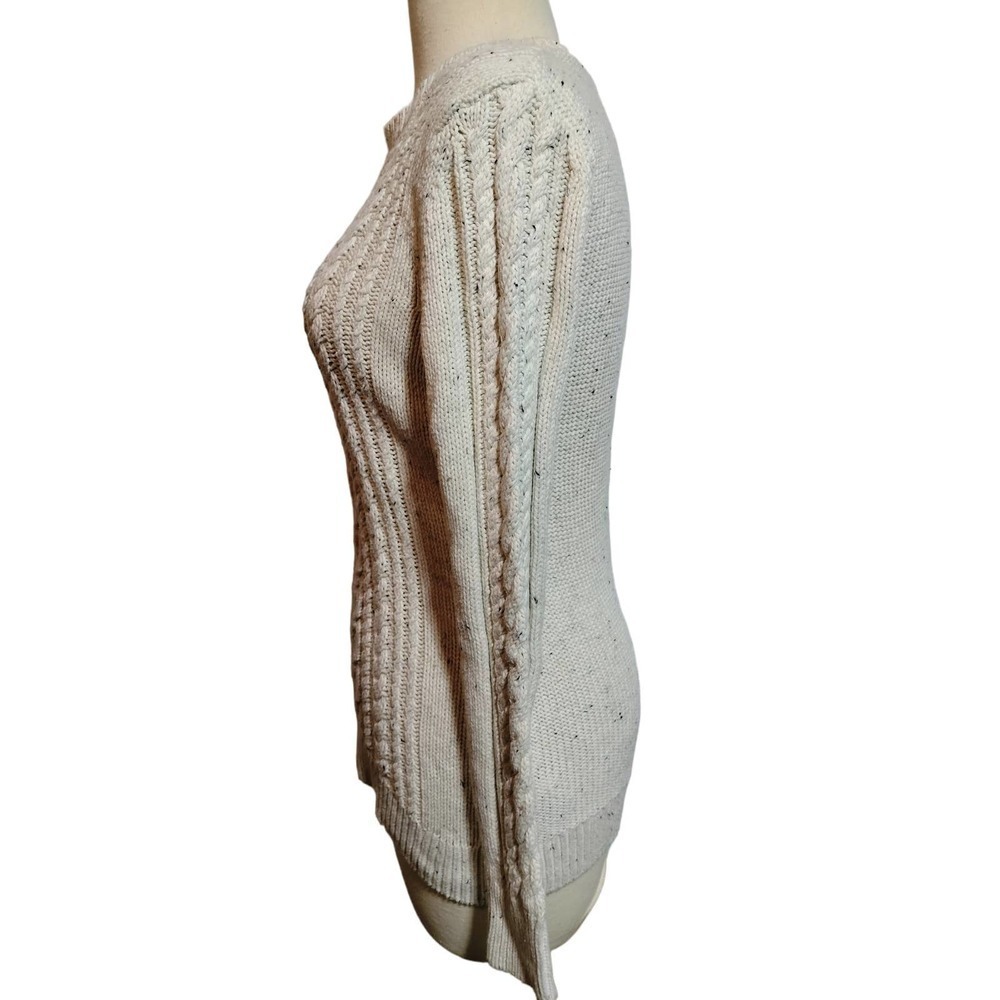 Old Navy cream color cable knit sweater woman small long sleeve - Picture 7 of 9